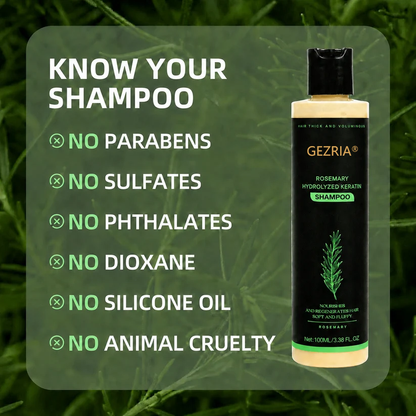 🏆🌿LAST DAY 50% OFF——GEZRIA® Official -Size Rosemary Keratin Scalp Shampoo| Full-size scalp care for thicker-looking, stronger-feeling hair
