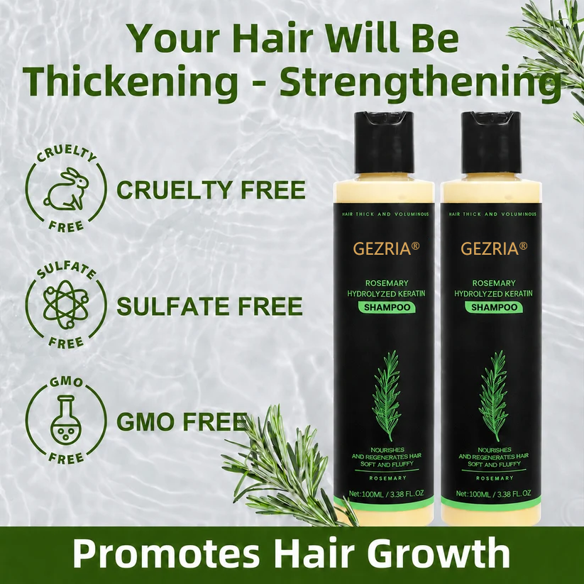 🏆🌿LAST DAY 50% OFF——GEZRIA® Official -Size Rosemary Keratin Scalp Shampoo| Full-size scalp care for thicker-looking, stronger-feeling hair