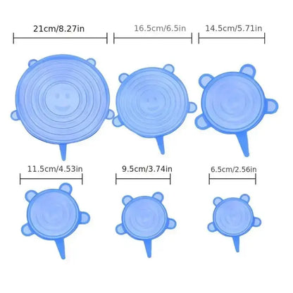 🍲🔥 Reusable Stretchable Silicone Bowl Lid, 6pcs Stretch Leak Proof Lids for, Round Bowl Cover, Food Cover, Kitchen Gadgets, Meal Prep Containers Lid