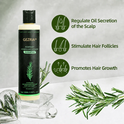 🏆🌿LAST DAY 50% OFF——GEZRIA® Official -Size Rosemary Keratin Scalp Shampoo| Full-size scalp care for thicker-looking, stronger-feeling hair