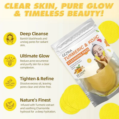 Turmeric & Kojic Acid Cleansing Pads, Gentle Deep Clean Soft Texture Facial Skincare Pads 20pcs🍯