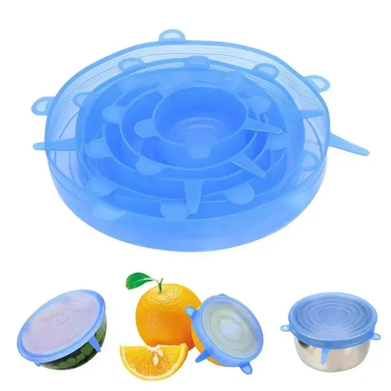🍲🔥 Reusable Stretchable Silicone Bowl Lid, 6pcs Stretch Leak Proof Lids for, Round Bowl Cover, Food Cover, Kitchen Gadgets, Meal Prep Containers Lid