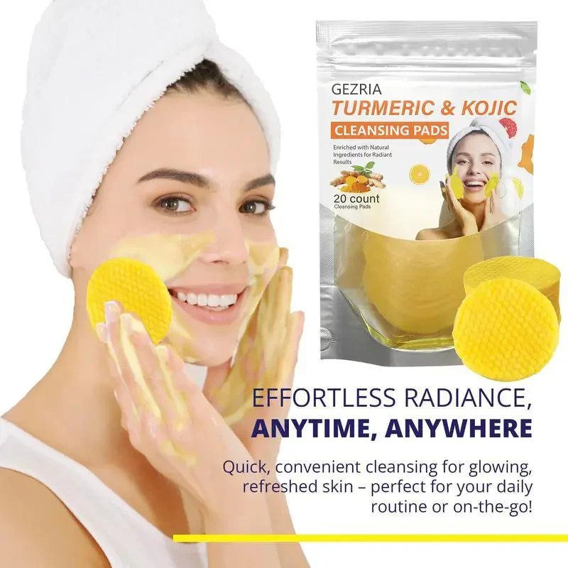 Turmeric & Kojic Acid Cleansing Pads, Gentle Deep Clean Soft Texture Facial Skincare Pads 20pcs🍯