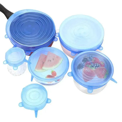 🍲🔥 Reusable Stretchable Silicone Bowl Lid, 6pcs Stretch Leak Proof Lids for, Round Bowl Cover, Food Cover, Kitchen Gadgets, Meal Prep Containers Lid
