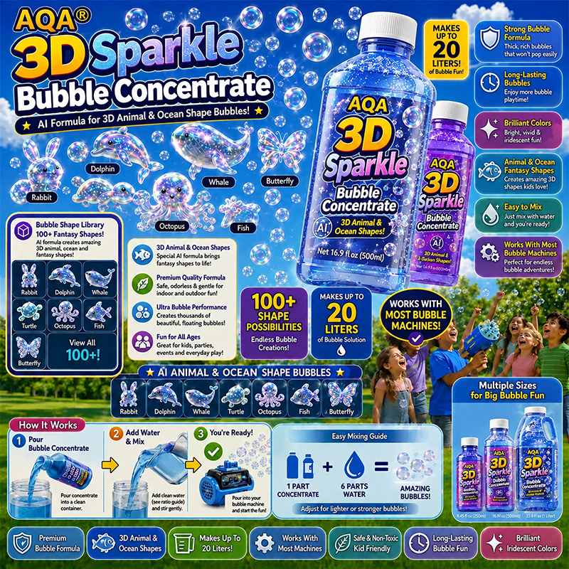 AQA® Super 3D Sparkle Bubble Concentrate —— Animal & Ocean Fantasy Theme