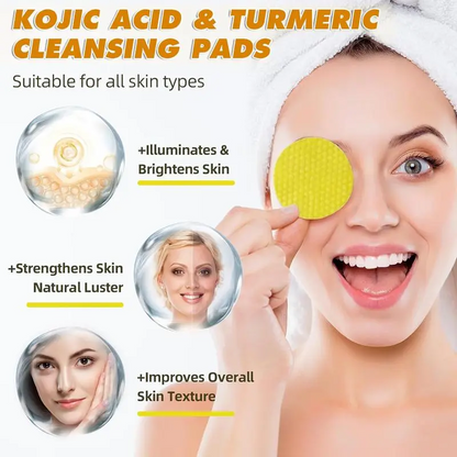 Turmeric & Kojic Acid Cleansing Pads, Gentle Deep Clean Soft Texture Facial Skincare Pads 20pcs🍯