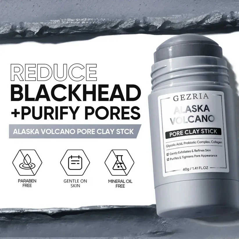 🔥 Last day! 60% GEZRIA Alaska Volcano Pore Clay Stick Cleansing Blackhead Remover Face Mask Stick