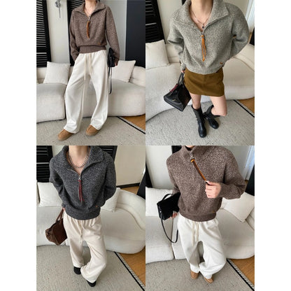 Southern Compass Old Money Intellectual Style Casual Loose Slim Fit Floral Knit Sweater