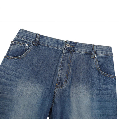 Vintage Men's Jeans, Distressed Patchwork Knife Cut Pants, Casual Loose Fit, Men's Bottoms