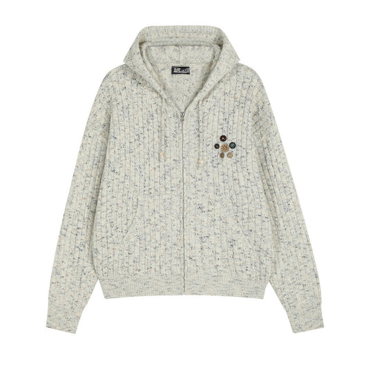 vintage men's sweater, hooded with drawstring and button decoration, casual brand, loose fit, new men's knitwear