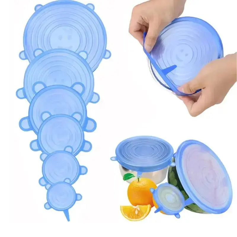 🍲🔥 Reusable Stretchable Silicone Bowl Lid, 6pcs Stretch Leak Proof Lids for, Round Bowl Cover, Food Cover, Kitchen Gadgets, Meal Prep Containers Lid