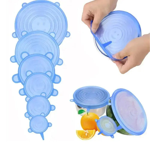 🍲🔥 Reusable Stretchable Silicone Bowl Lid, 6pcs Stretch Leak Proof Lids for, Round Bowl Cover, Food Cover, Kitchen Gadgets, Meal Prep Containers Lid