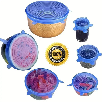 🍲🔥 Reusable Stretchable Silicone Bowl Lid, 6pcs Stretch Leak Proof Lids for, Round Bowl Cover, Food Cover, Kitchen Gadgets, Meal Prep Containers Lid